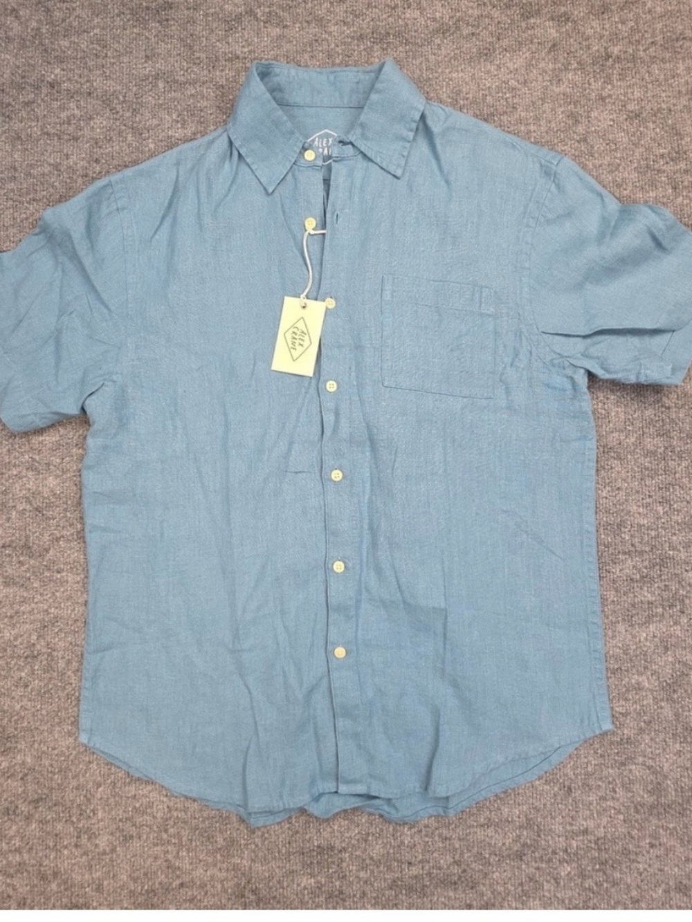 ALEX Crane Knit Ola Shirt Men's Medium Blue (Indigo) Button Up Linen NWT